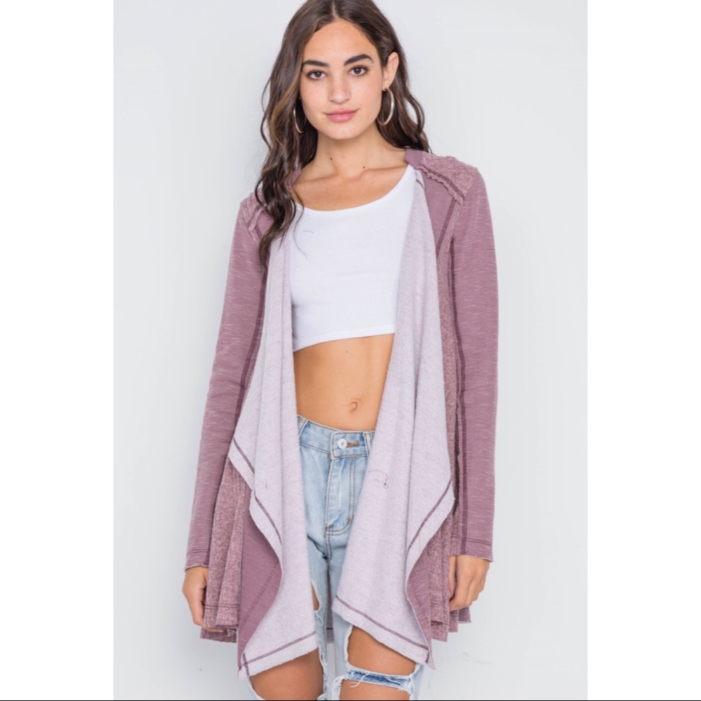 Drape Front Cardigan Sweatshirt - Picture 2 of 3